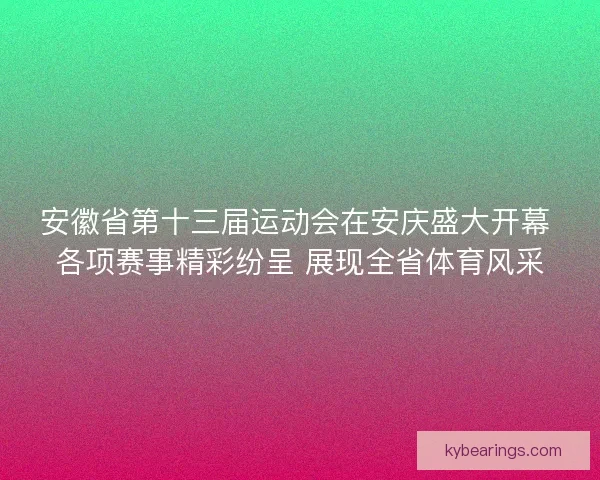 安徽省第十三届运动会在安庆盛大开幕 各项赛事精彩纷呈 展现全省体育风采